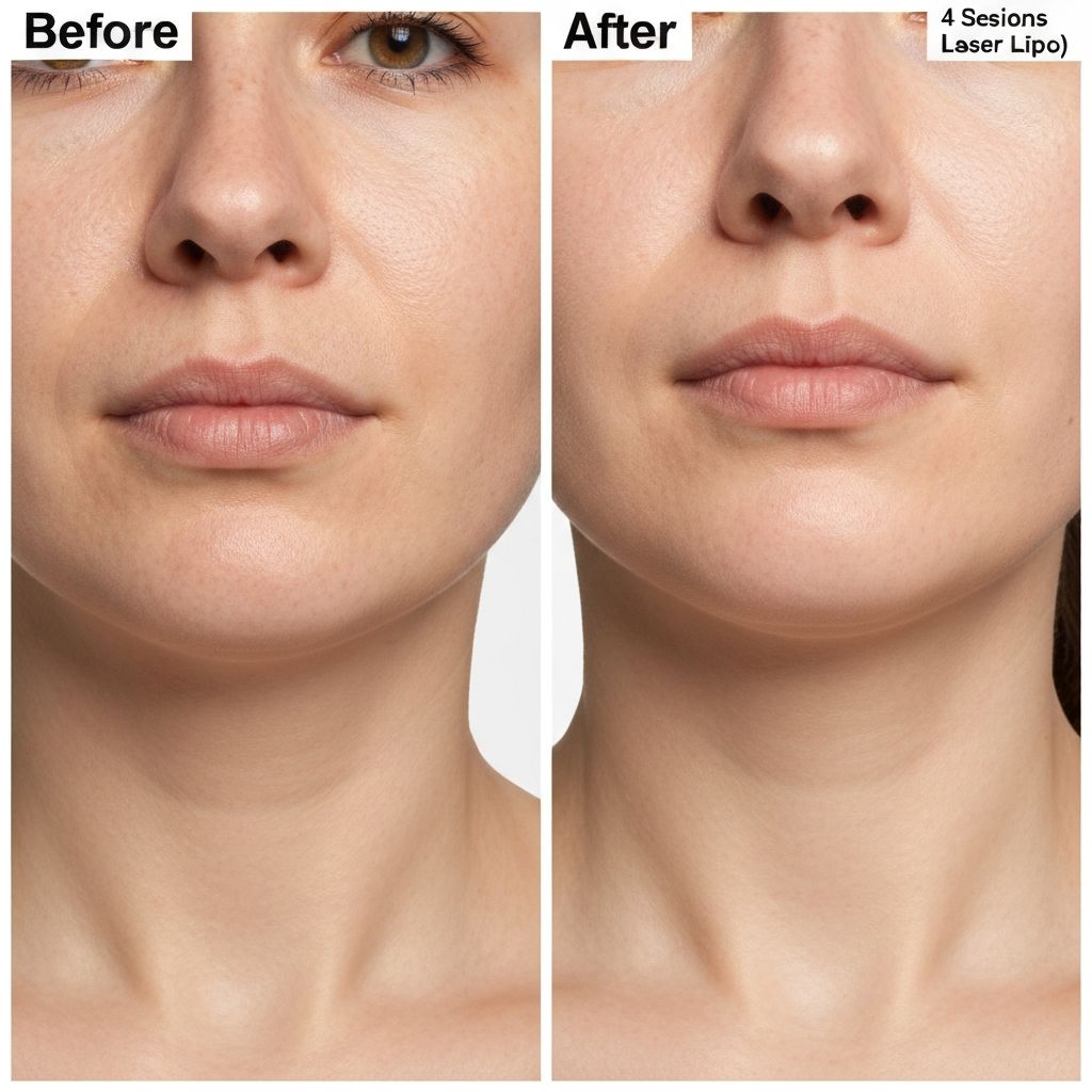 Chin lipo sculpting before and after results showing defined jawline from professional treatment at BB Contouring